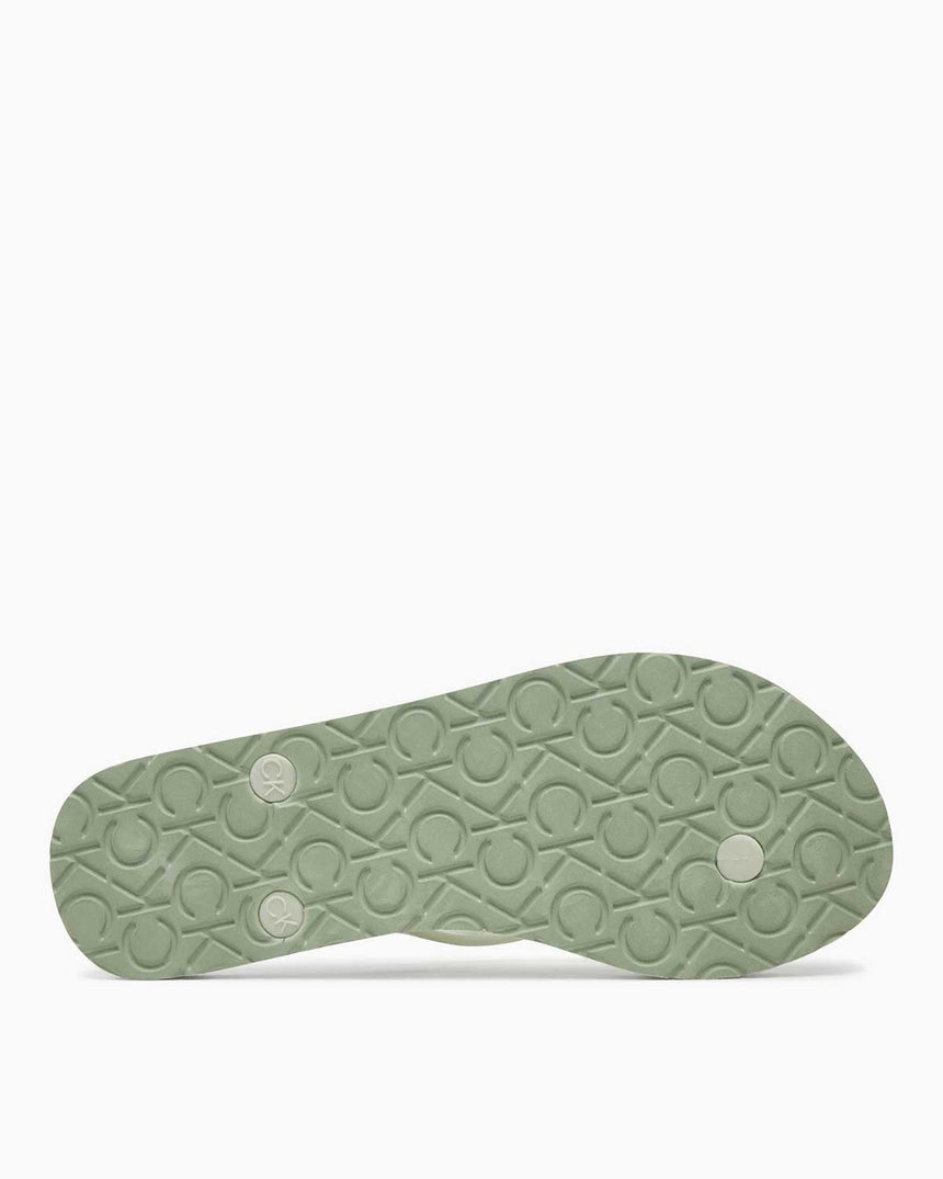 Calvin Klein Flip Flop Deboss Logo Met Kadın Parmak Arası Terlik Milky Green
