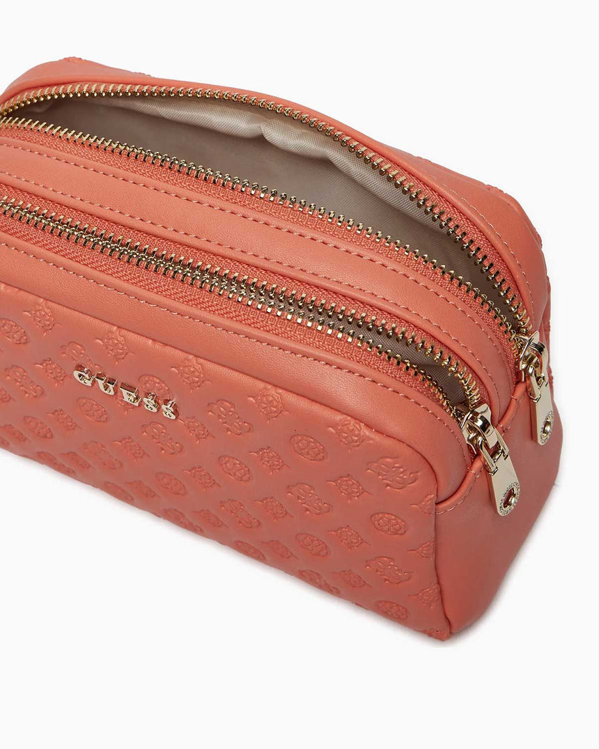 Guess Double Zip Makyaj Çantası Coral