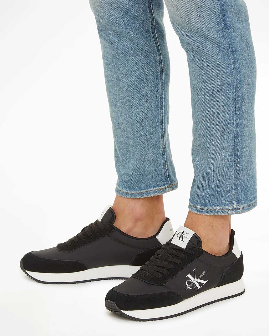 Calvin Klein Retro Runner Low Top Sneakers Black/Bright White