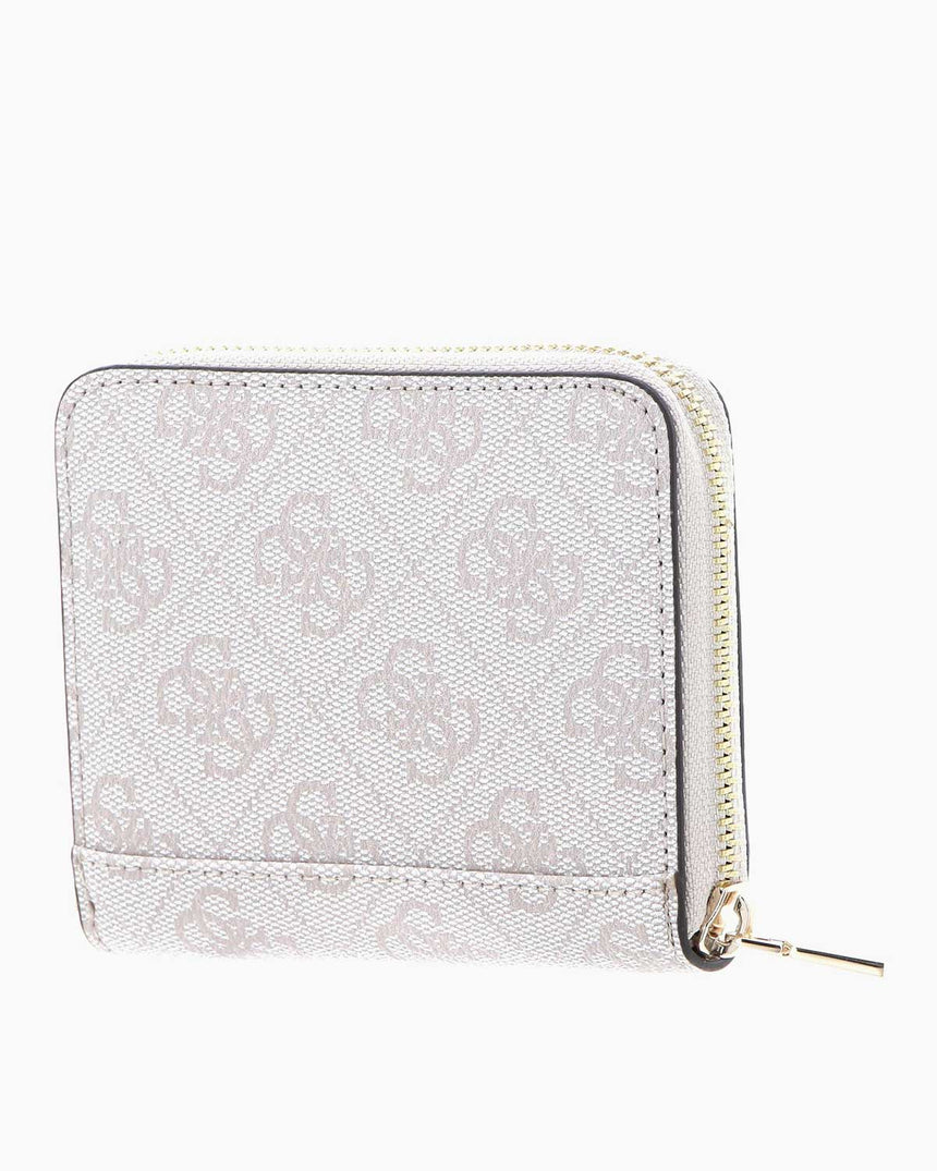 Guess Laurel Small Zip Around Monogram Baskılı Cüzdan Dove Logo