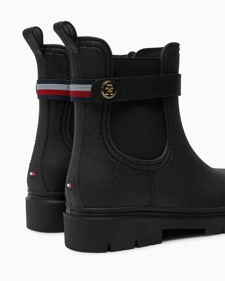 Tommy Hilfiger Stud Rubberised Nautical Rainboot Black