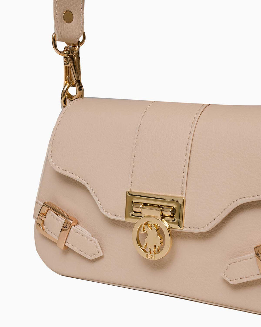 Us Polo Assn Logo Detaylı Çapraz Askılı Çanta Bej