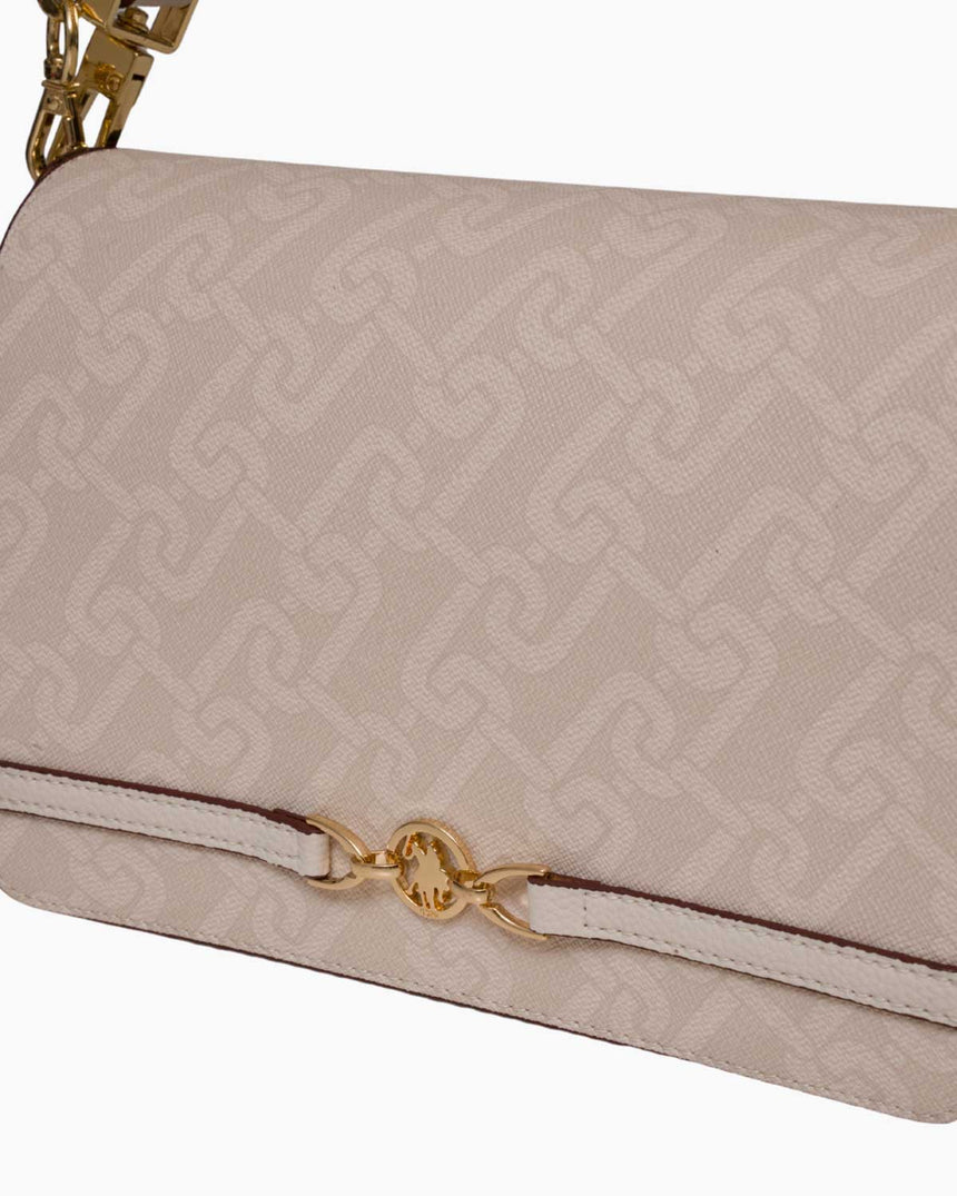 Us Polo Assn Çıkarılabilir Zincir Detaylı Omuz Çantası Ekru