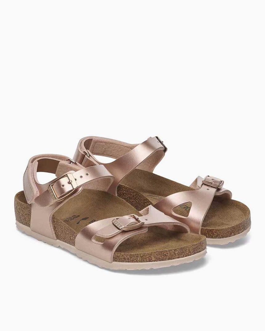 Birkenstock Rio Kids BF Electric Metallic Çift Bantlı Çocuk Sandalet Copper