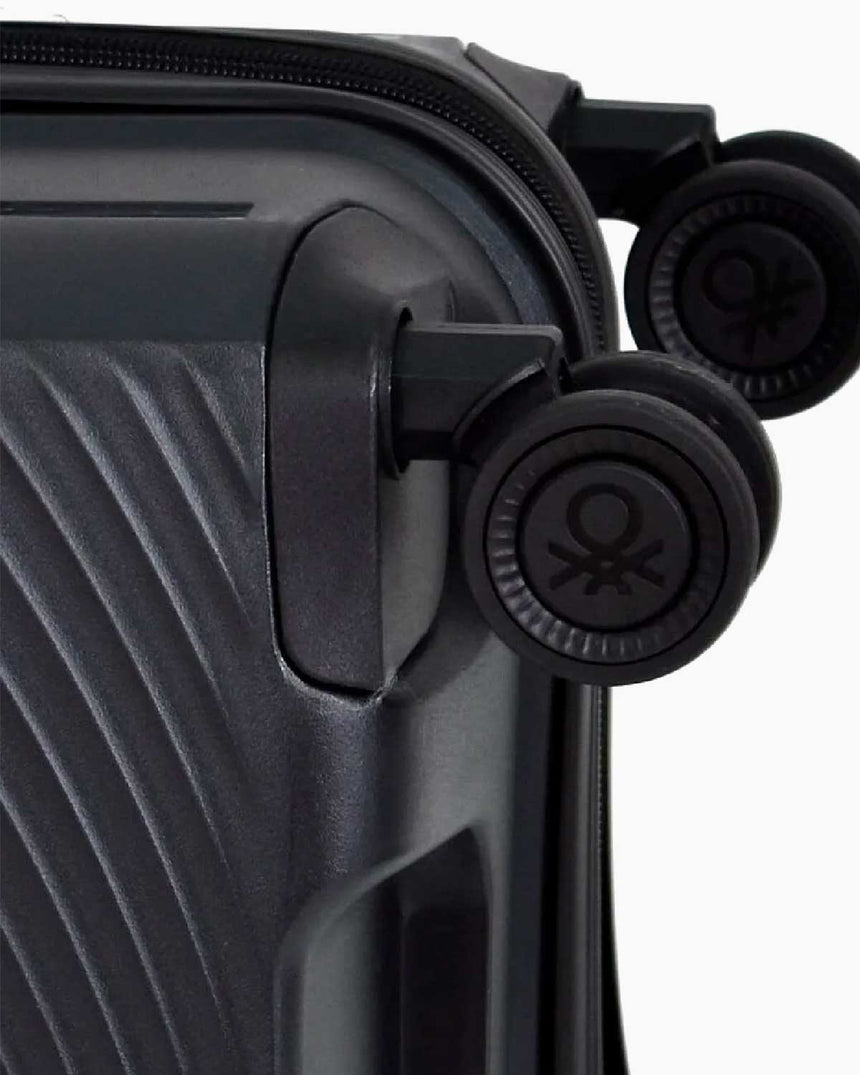 Benetton Trolley Logolu Kabin Boy Valiz Siyah