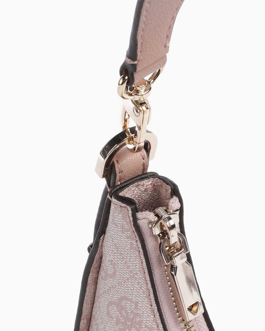 Guess Noreen Top Zip Monogram Omuz Çantası Dusty Rose Logo