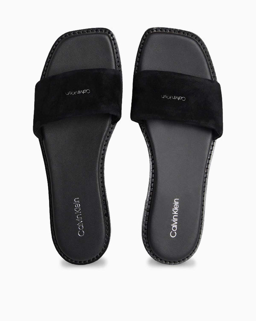 Calvin Klein Düz Tabanlı Tek Süet Bantlı Kadın Sandalet CK Black