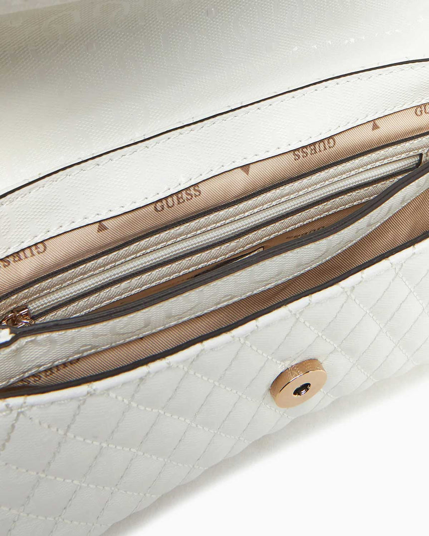 Guess Betula Convertible Flap Zincir Detaylı Parlak Omuz Çantası White
