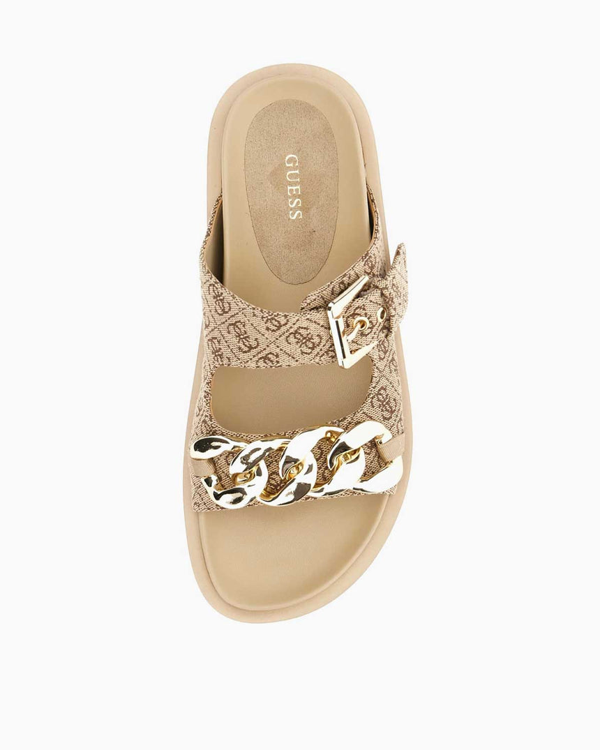 Guess Fatema2 Logolu Terlik Beige / Brown