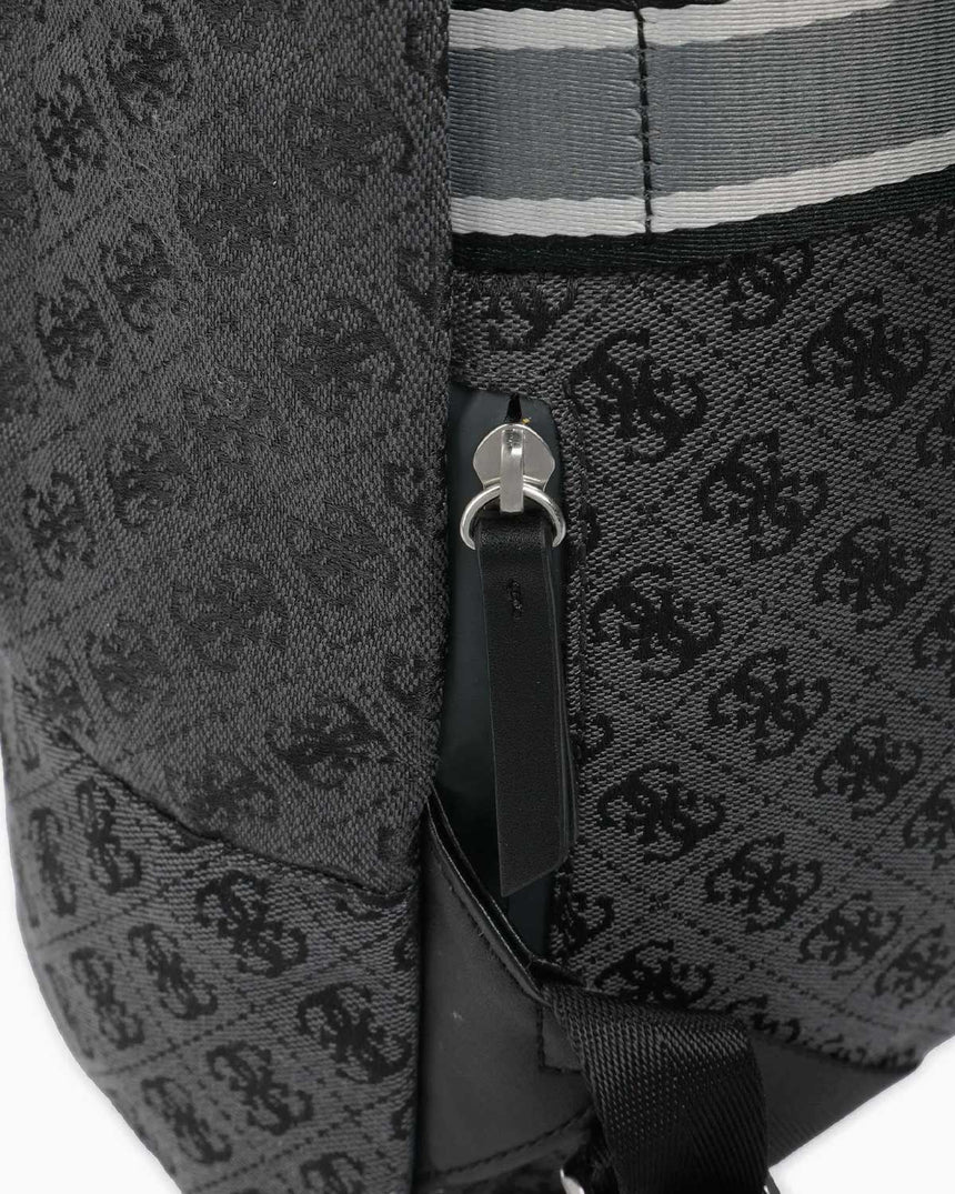 Guess Milano Compact Monogram Logolu Sırt Çantası Coal Black