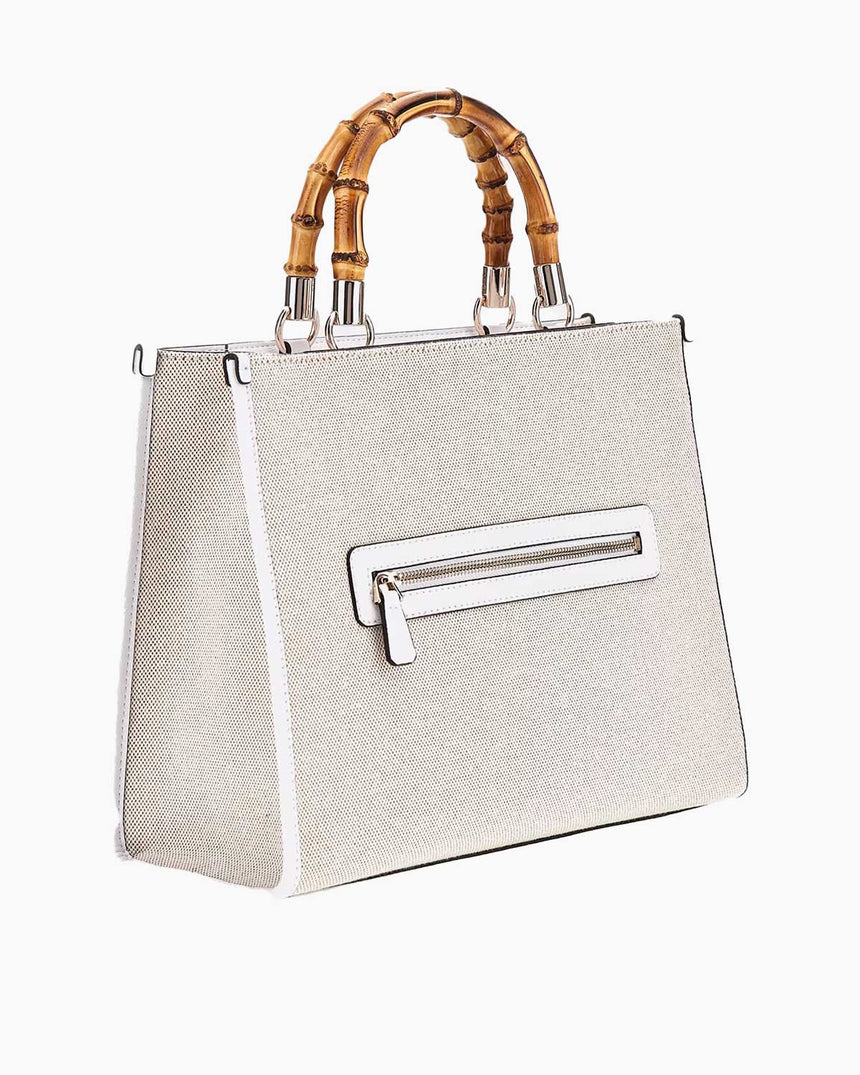 Guess Kerima Bamboo Logolu El Çantası Natural / Dove Logo