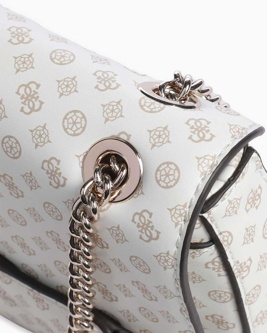 Guess Eliette Flap Logo Omuz Çantası White Logo