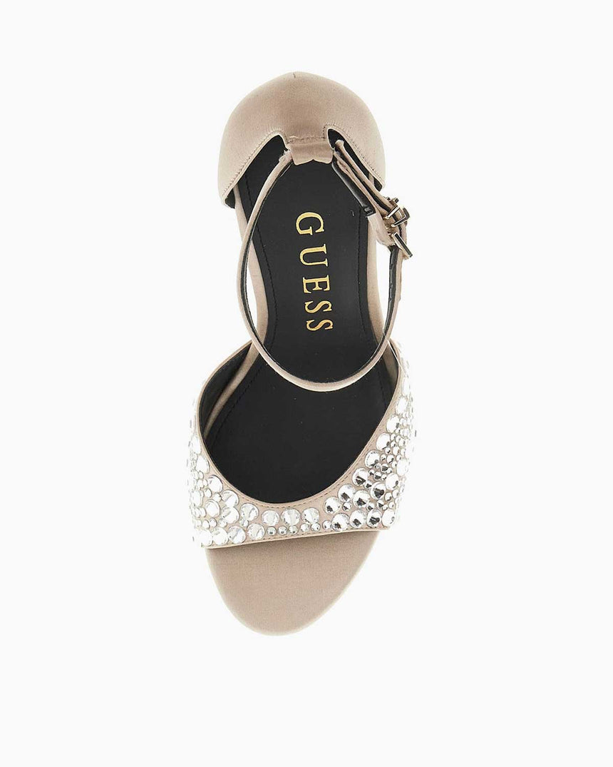 Guess Kable Gümüş Taşlı Topuklu Ayakkabı Nude