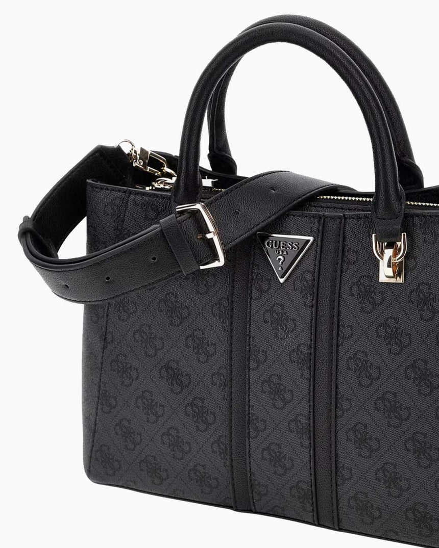 Guess Noreen Satchel Monogram El Çantası Coal Logo