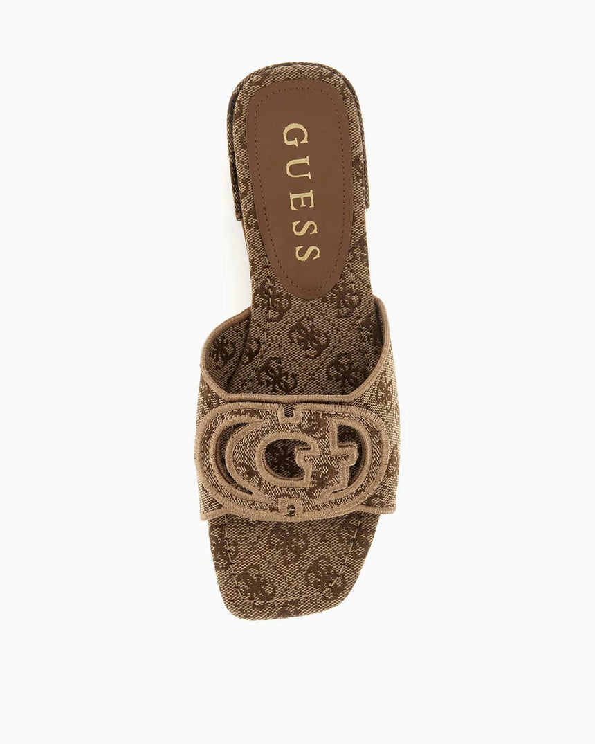 Guess Tarishae Monogram Logolu Terlik Beige / Brown