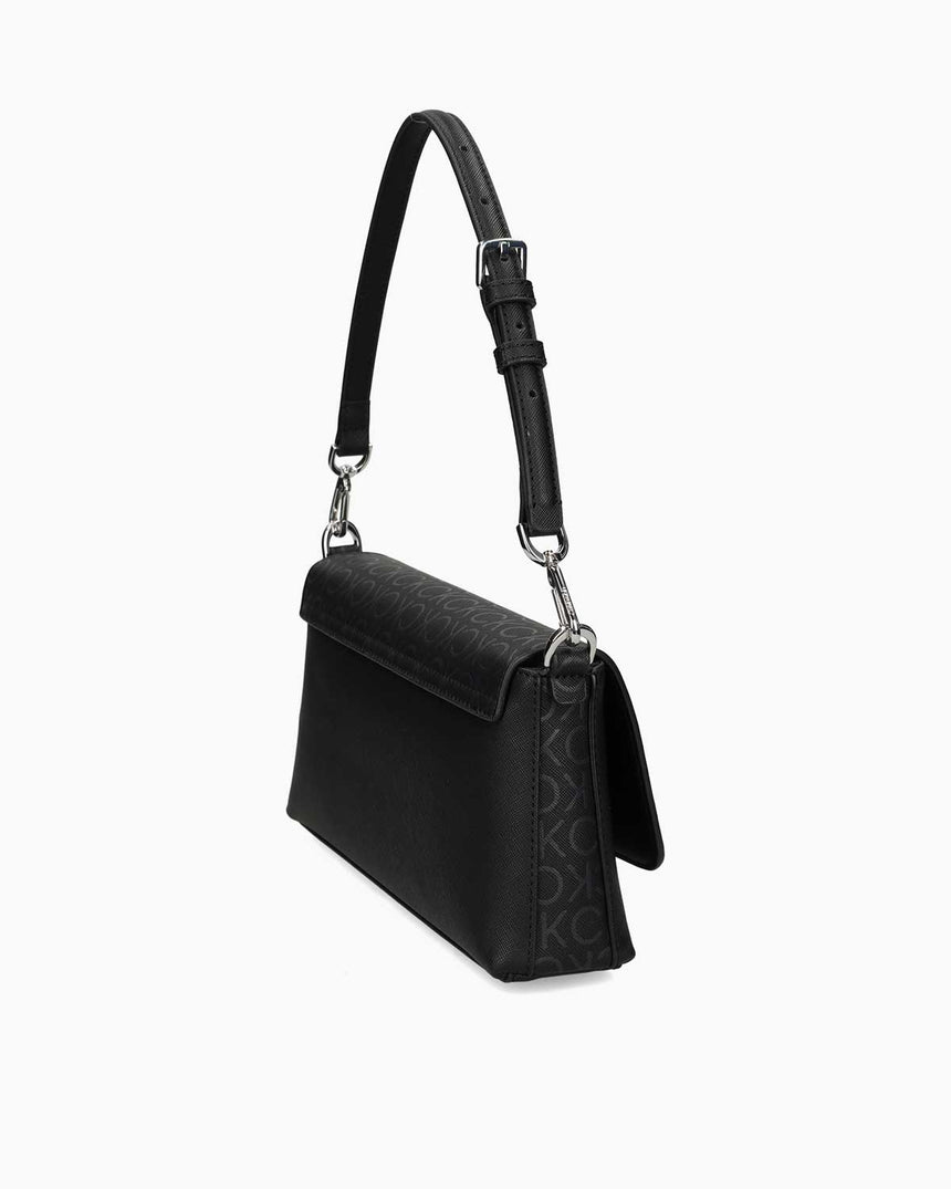 Calvin Klein Must Monogram Baskılı Omuz Çantası Black Monogram Pu
