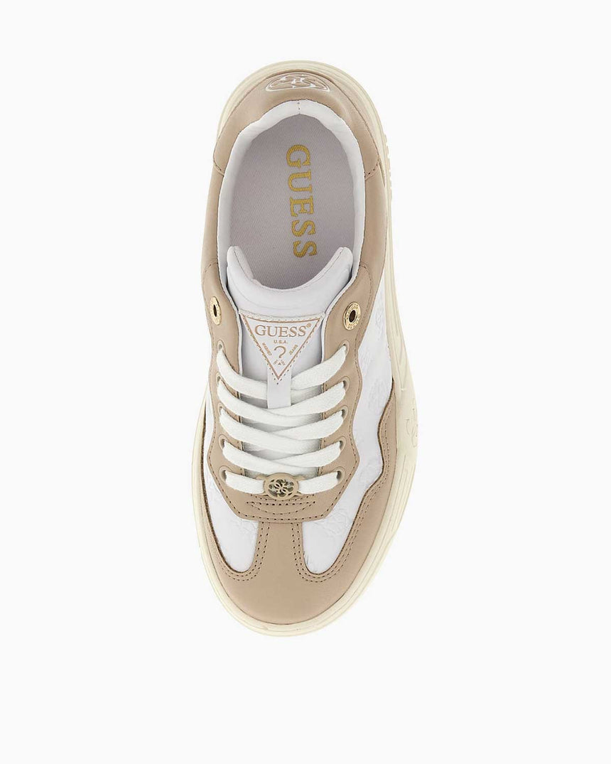 Guess Swole Monogram Logo Detaylı Sneaker White Beige