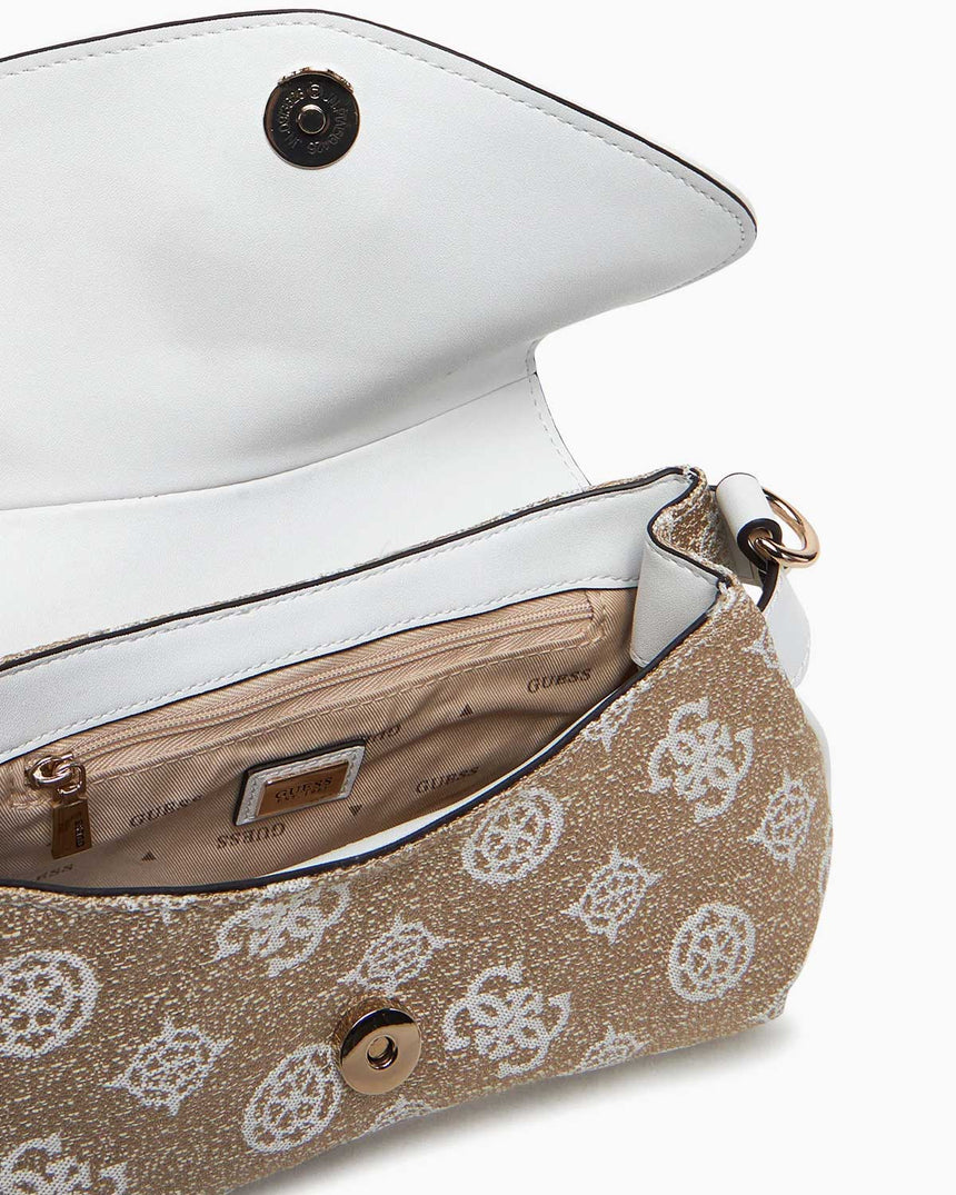 Guess Flap Monogram Omuz Çantası White Logo