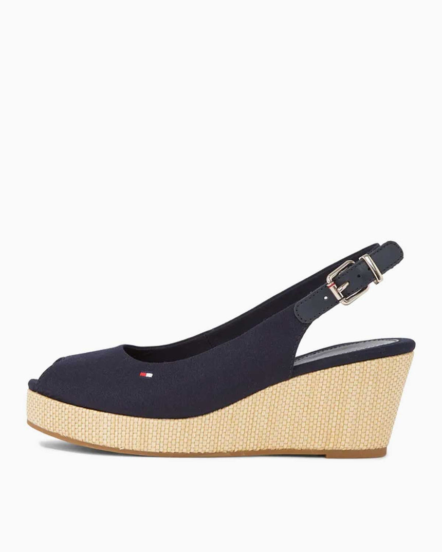 Tommy Hilfiger Iconic Elba Sling Back Wedge Kadın Sandalet Space Blue
