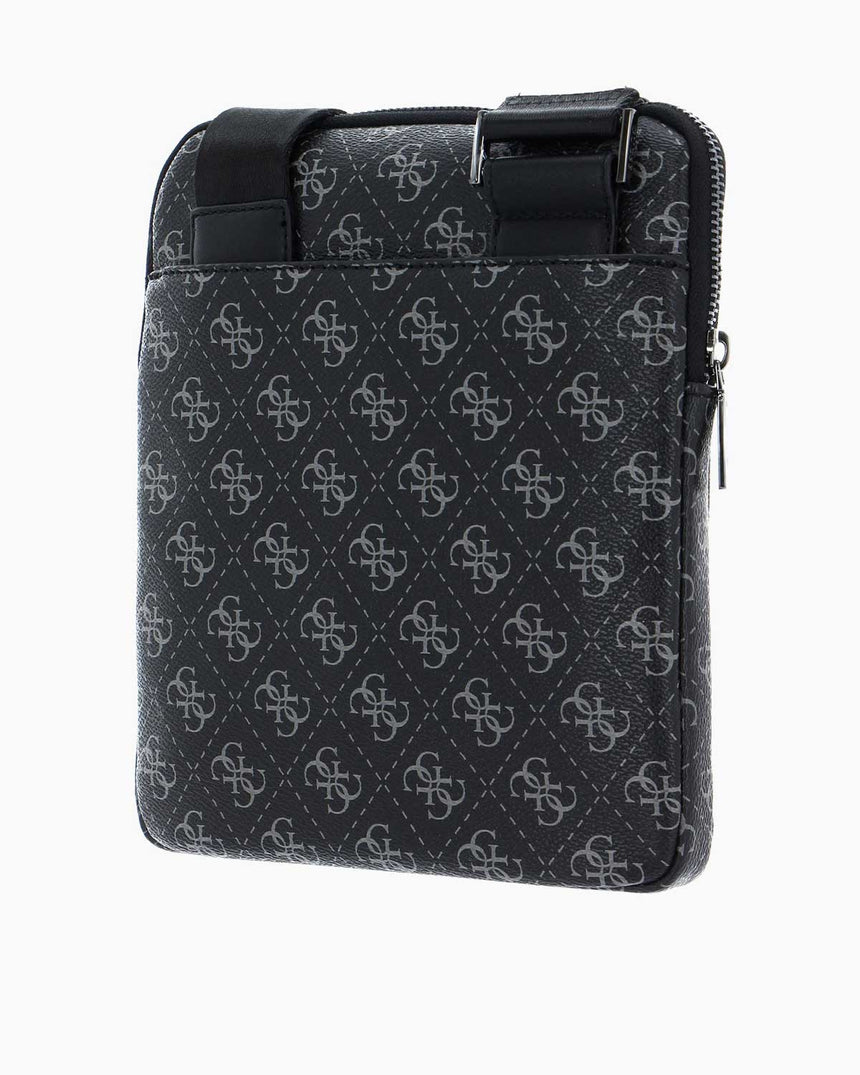 Guess Torino Monogram Logolu Çapraz Askılı Çanta Dark Black