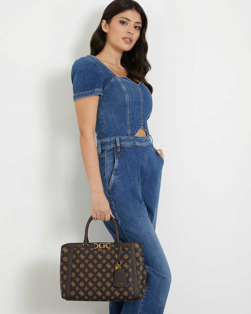 Guess Monogram Desenli El Çantası Mocha Logo