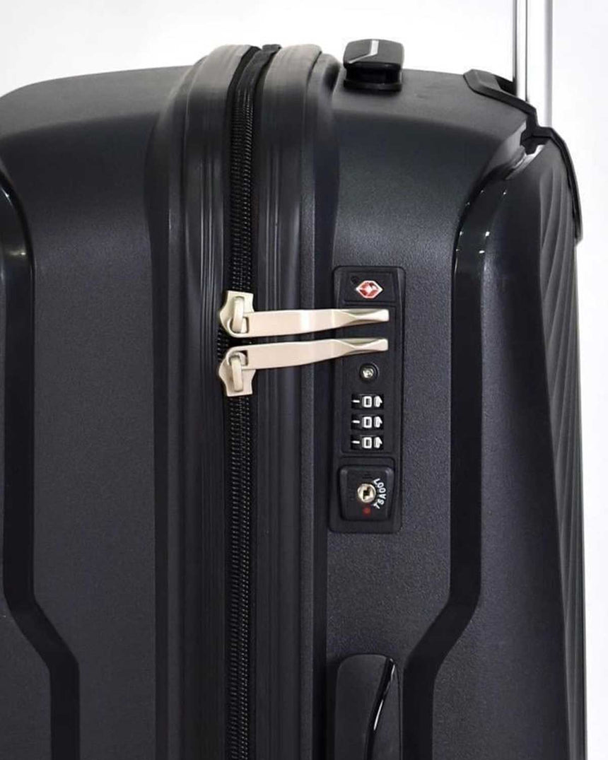 Benetton Trolley Logolu Büyük Boy Valiz Siyah