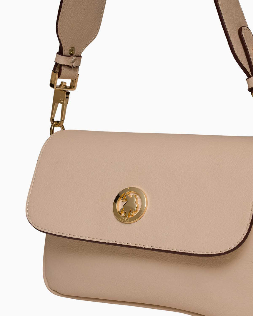 Us Polo Assn Mıknatıs Kapaklı Çapraz Askılı Çanta Bej