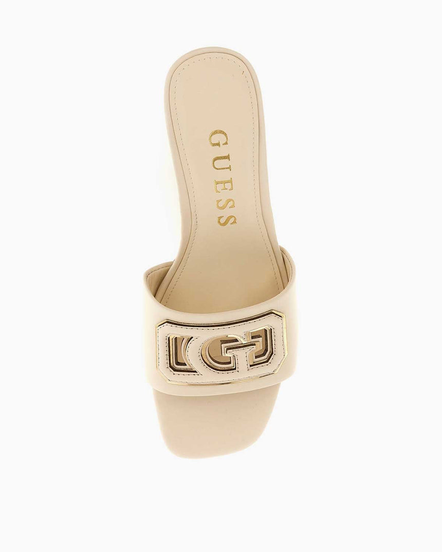 Guess Gals Logolu Topuklu Sandalet Cream/Gold
