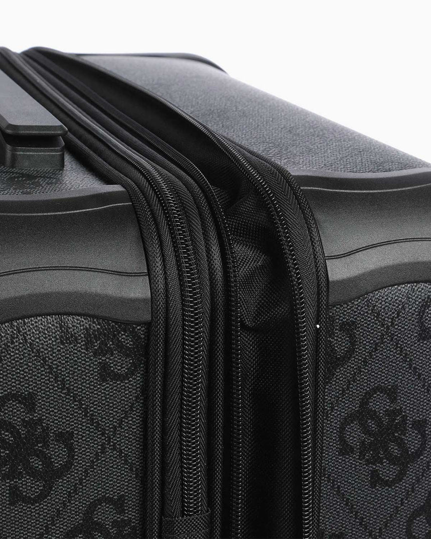 Guess Berta 22 In 8-Wheeler Monogram Desenli Orta Boy Valiz Coal Logo