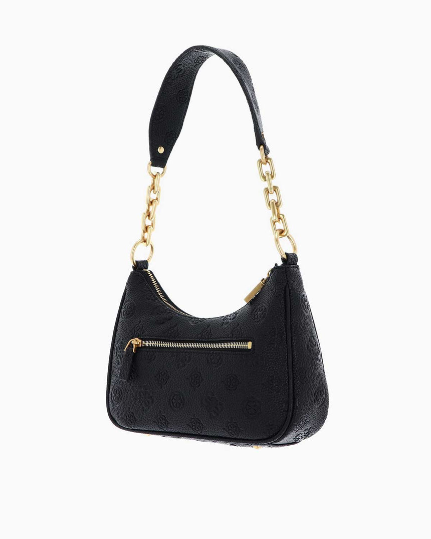 Guess Izzy Peony Zincir Detaylı Omuz Çantası Black Logo