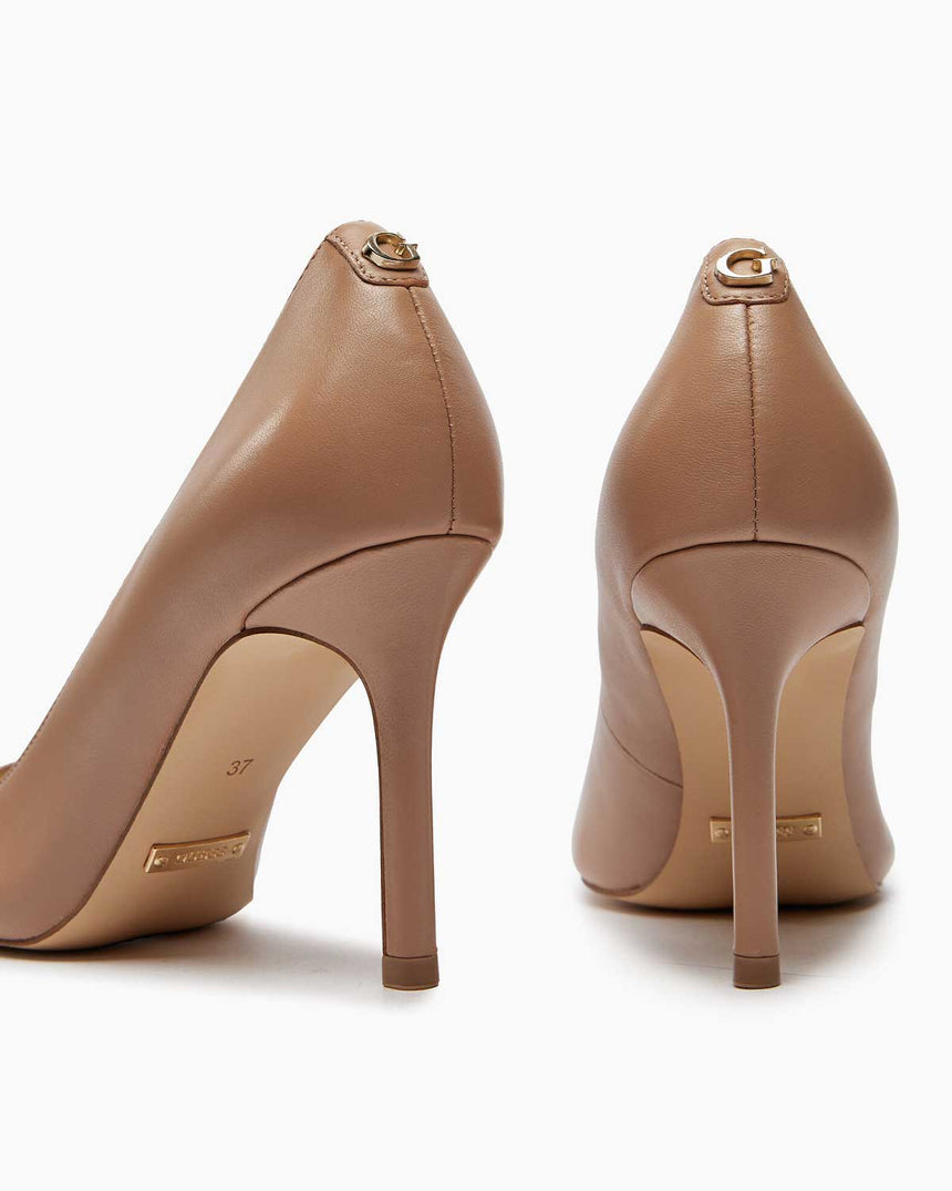 Guess Dabbey Deri Topuklu Stiletto Beige
