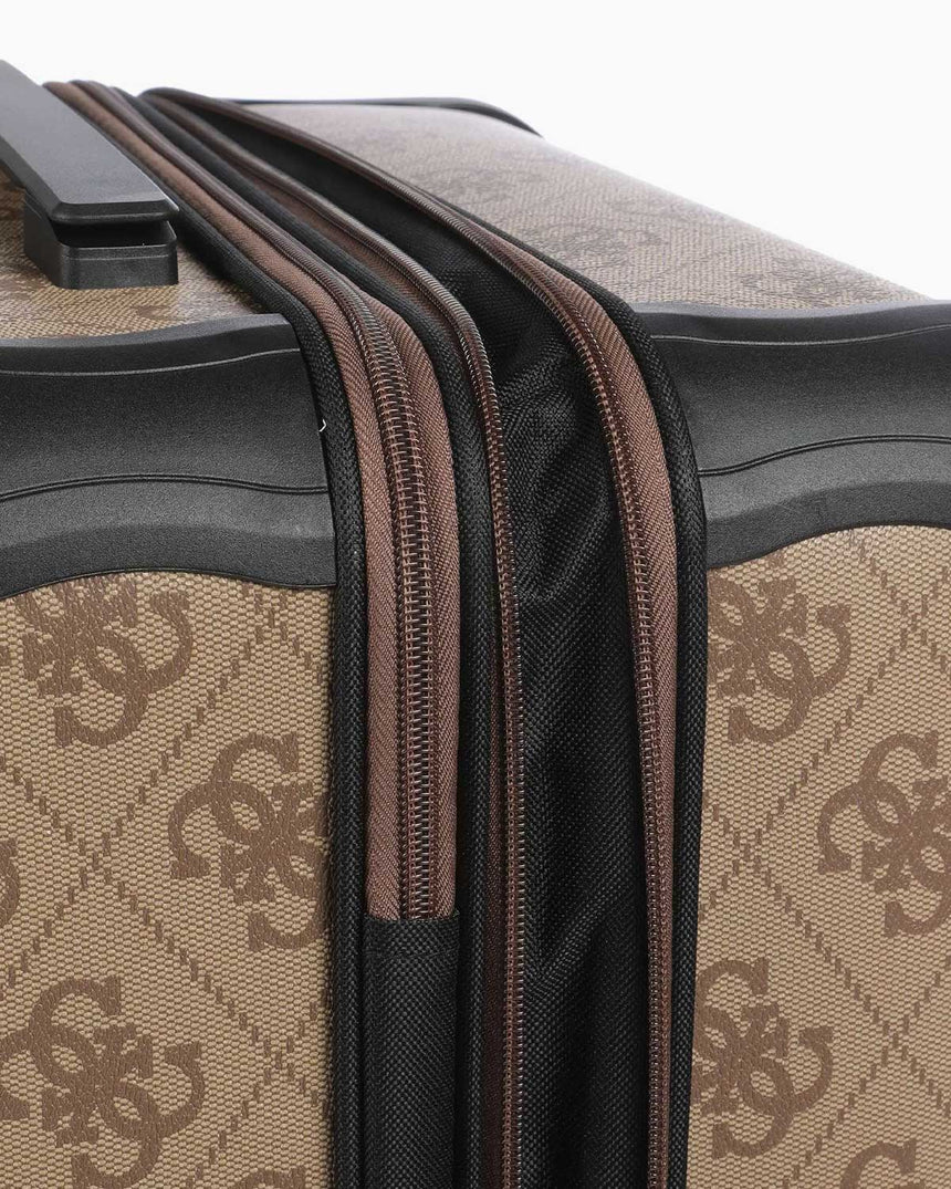 Guess Berta 22 In 8-Wheeler Monogram Desenli Orta Boy Valiz Latte Logo / Brown