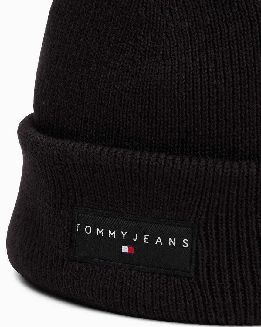 Tommy Hilfiger Çizgisel Logolu Erkek Bere Black