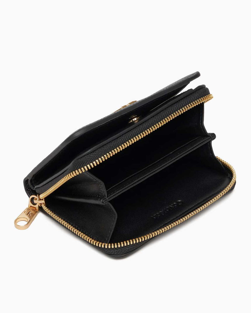 Calvin Klein Minimal Monogramlı Deri Orta Boy Fermuarlı Kadın Cüzdan Black