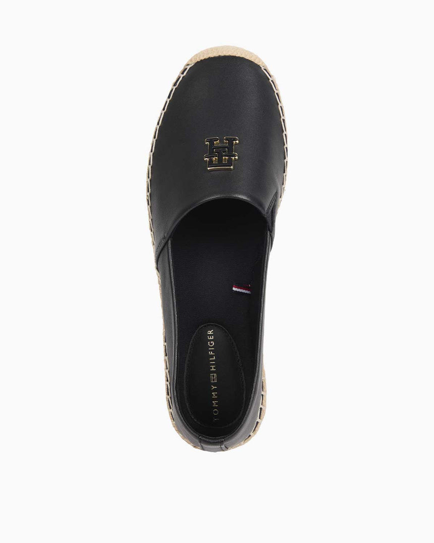 Tommy Hilfiger Logo Leather Espadrilles Ayakkabı Black