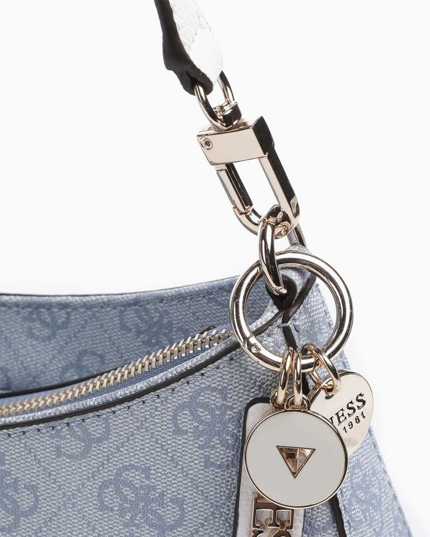 Guess Noelle Top Zip Shoulder Bag Kadın Omuz Çantası Light Blue Logo