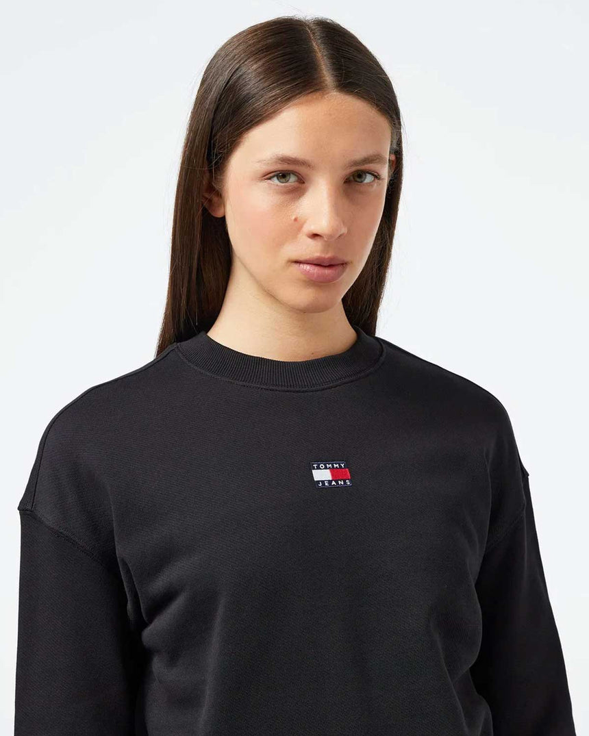 Tommy Hilfiger Badge Crew Pullover Sweatshirts Black