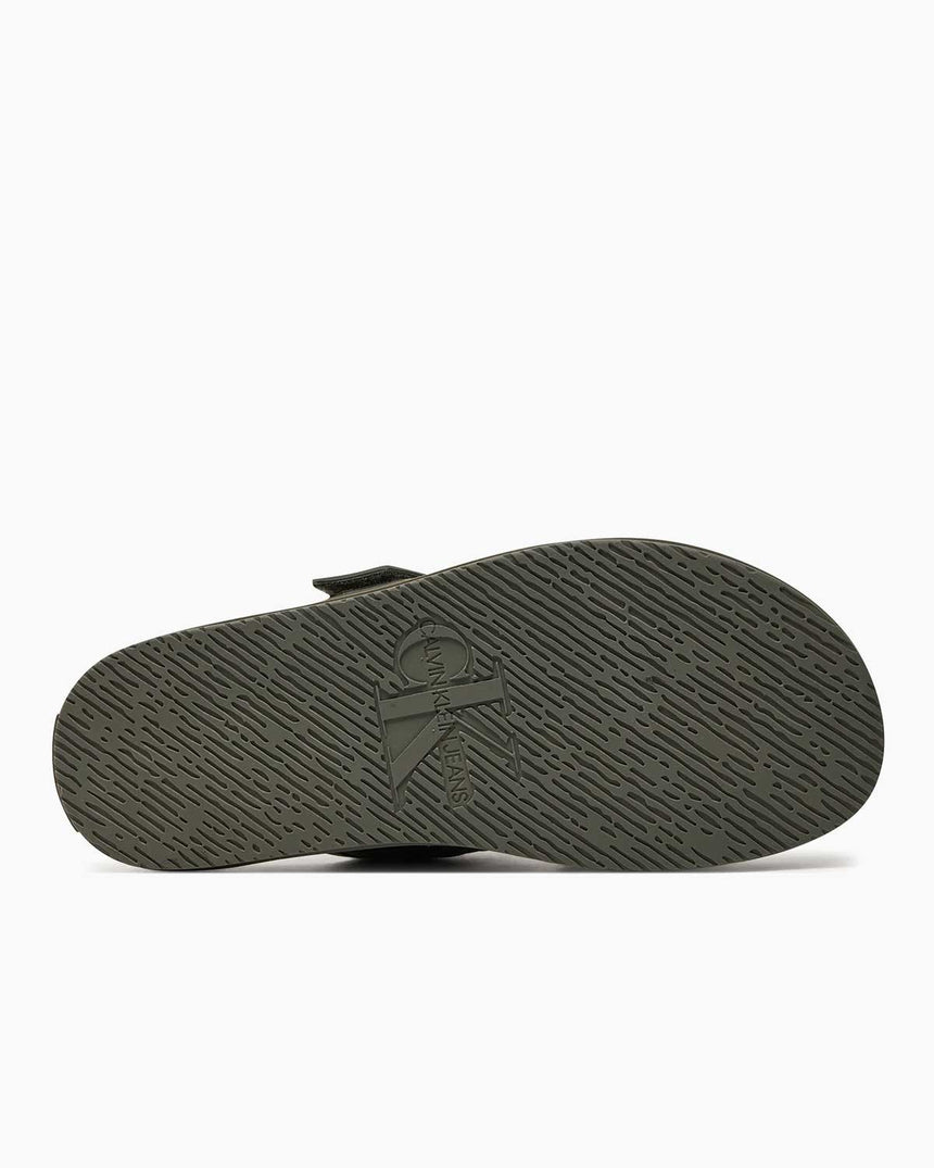 Calvin Klein Double Bar Logolu Sandalet Dusty Olive/Classic Green