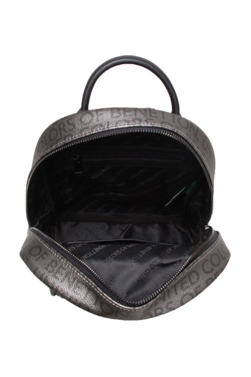 Benetton Çift Fermuar Detaylı Kadın Sırt Çantası Platin - Siyah