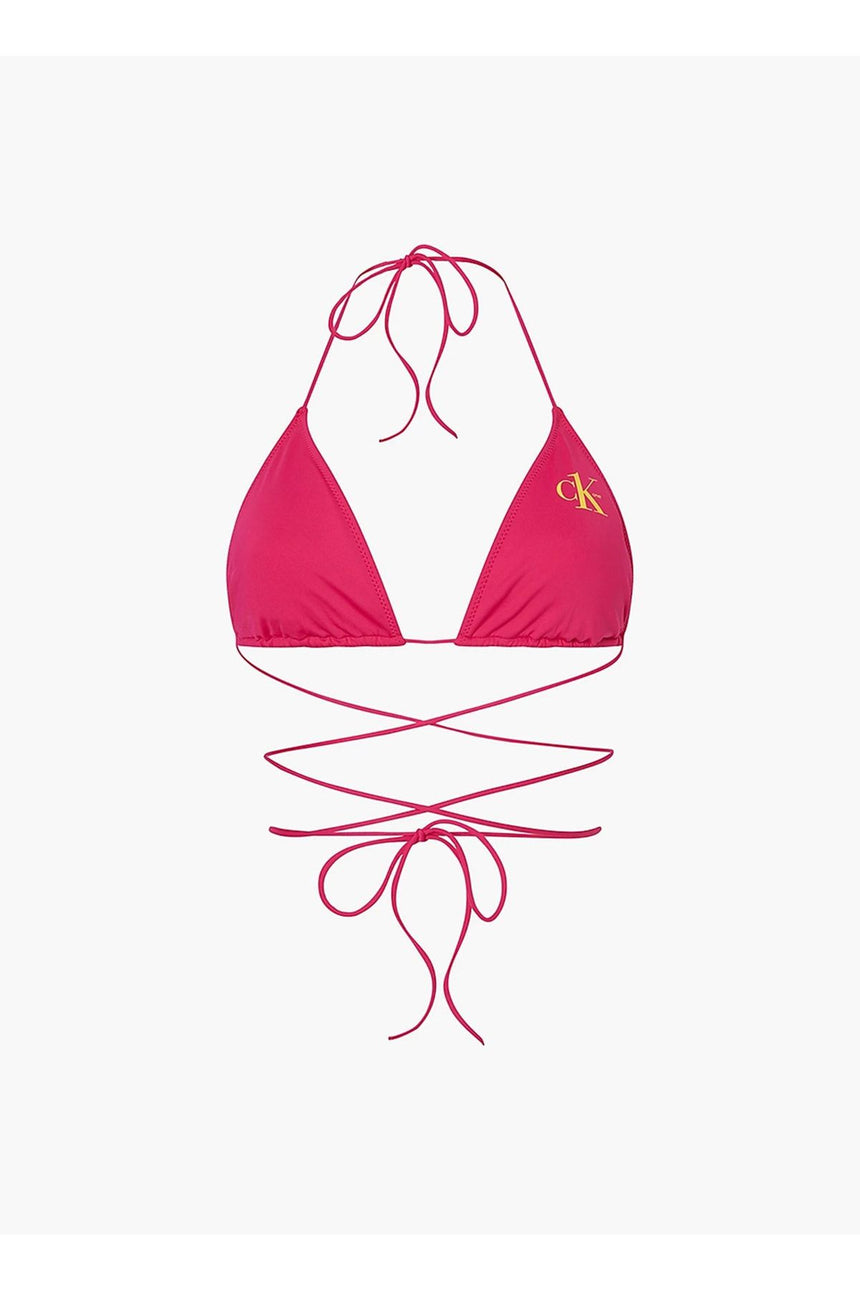 Calvin Klein Boyundan Bağcıklı Üçgen Kadın Bikini Üstü Royal Pink