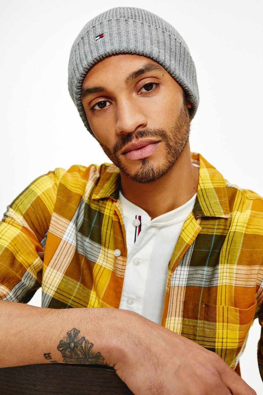 Tommy Hilfiger Pima Cotton Beanie Erkek Bere Grey
