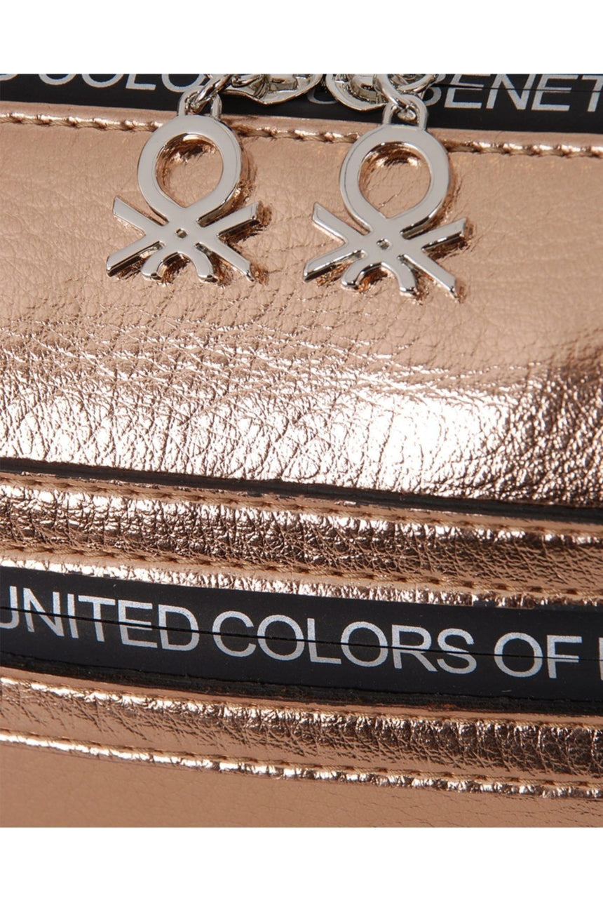 Benetton Fermuar Detaylı Çapraz Askılı Kadın Çantası Platin