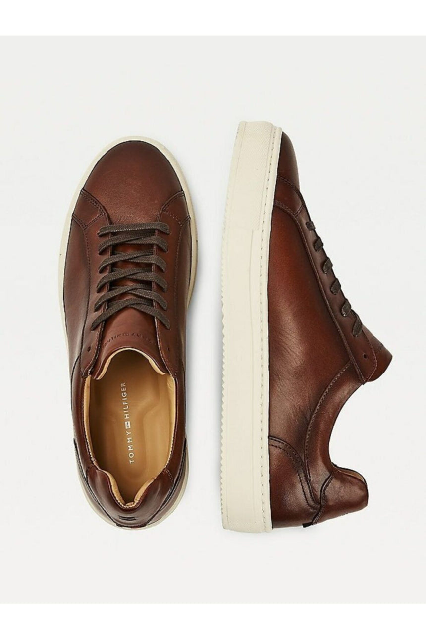 Tommy Hilfiger Premium Leather Cups Erkek Sneakers Natural - Cognac