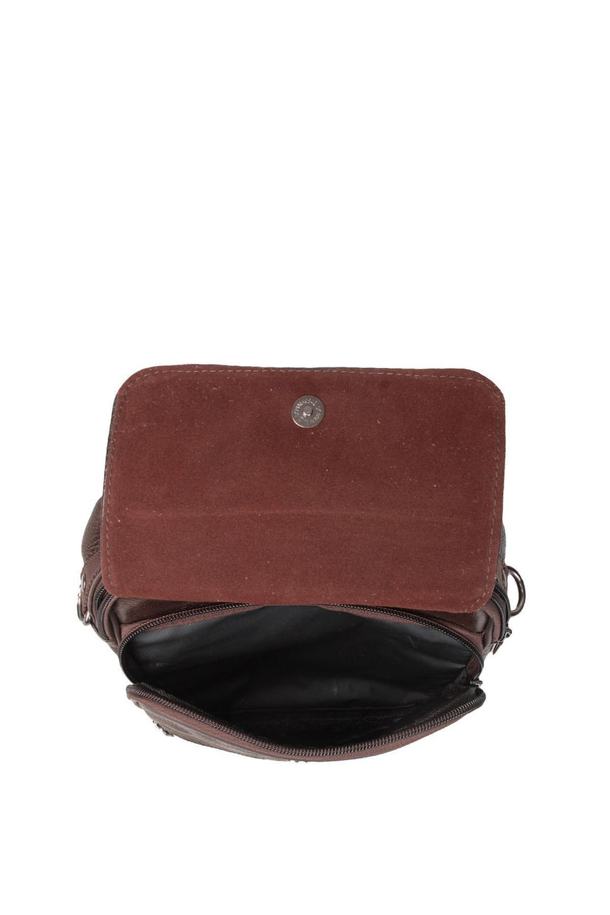 ÇÇS 5 Bölmeli Çapraz Askılı Erkek Çantası Dark Brown