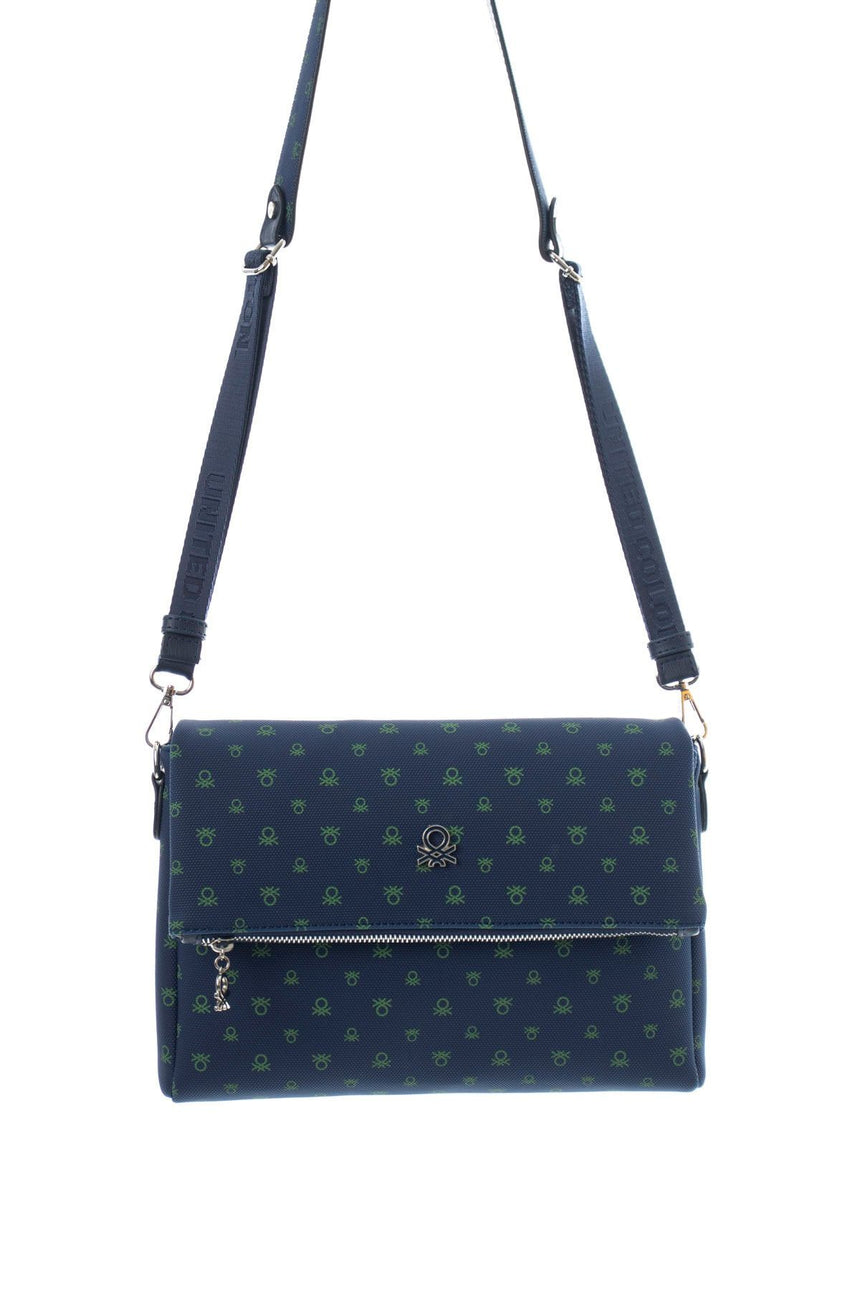 Benetton Kapaklı,Mini Logolu Çapraz Askılı Kadın Çantası Lacivert