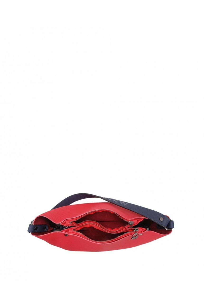 Benetton Kabartma Logolu Kadın Kol Çantası Kırmızı - Lacivert