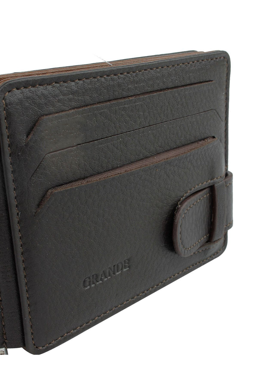 Grande Banknot Tutucu Mini El Portföyü Kahve - Taba