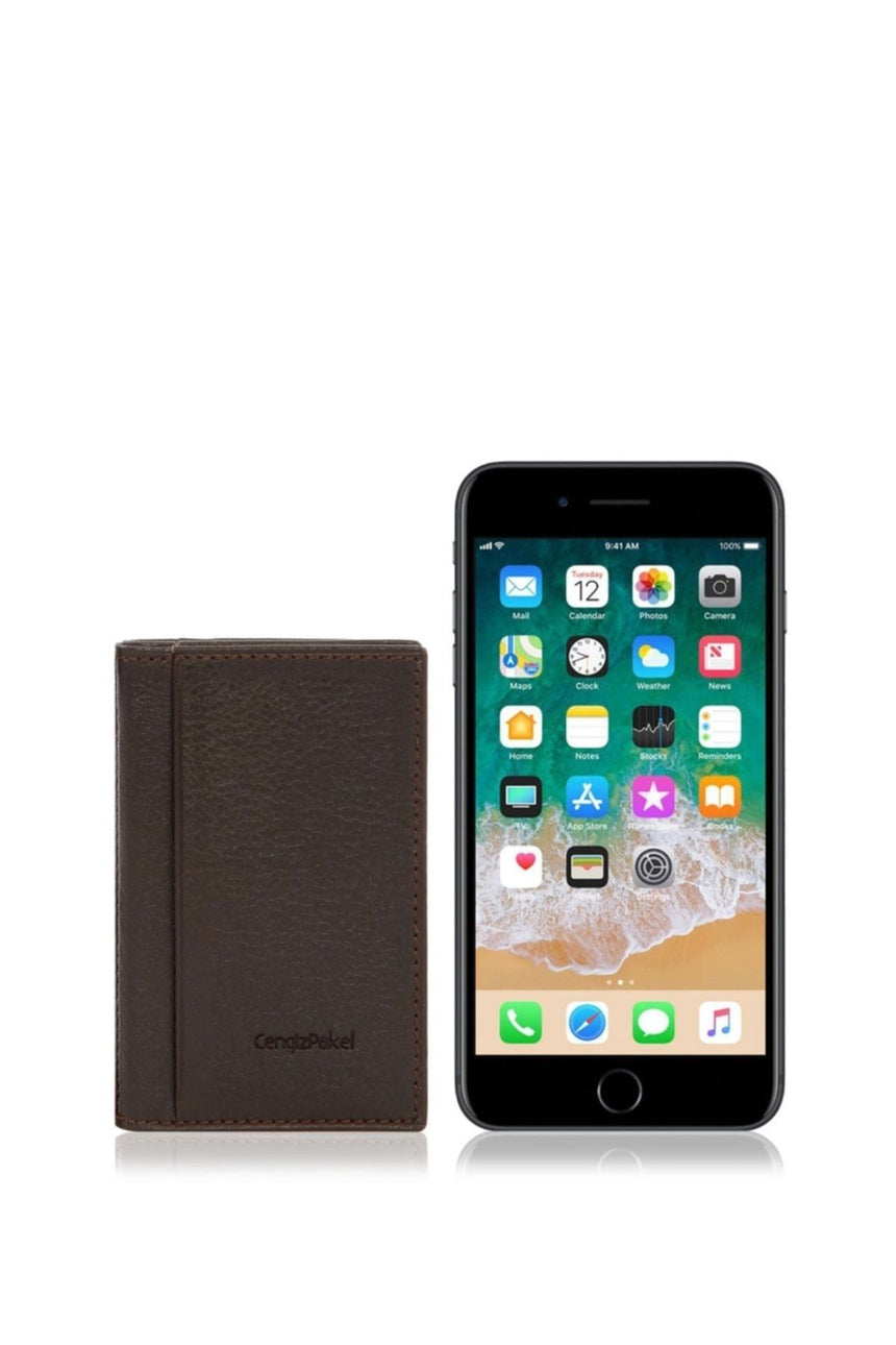 Cengiz 4 Blok Şeffaf Bölmeli Erkek Portföyü Kahve
