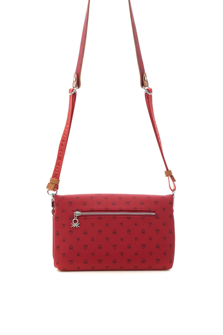 Benetton Logo Baskılı Çapraz Askılı Kadın Çantası Kırmızı - Camel