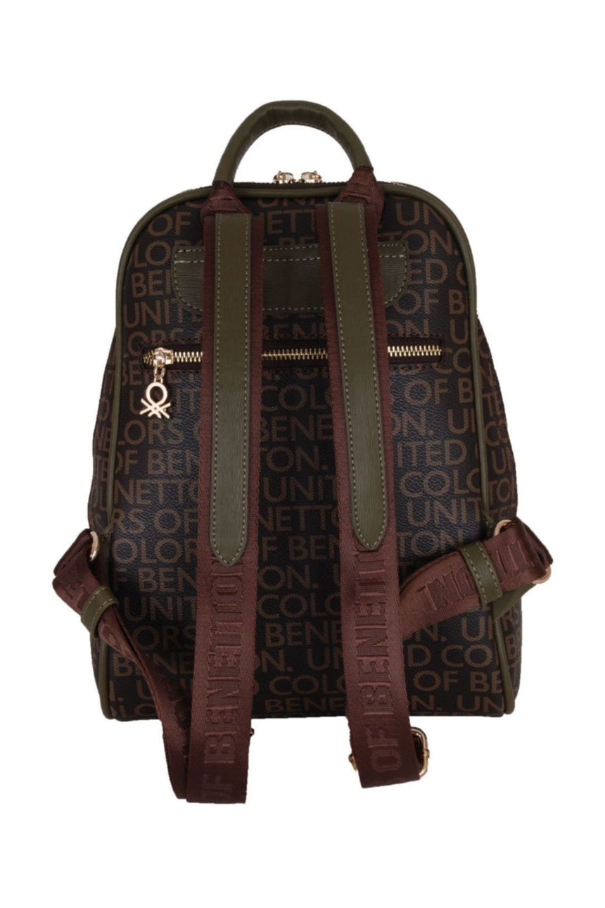 Benetton Ön Fermuar Detaylı Kadın Sırt Çantası Kahve- Haki